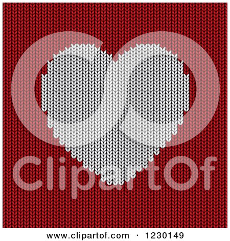 Clipart of a White Knitted Heart and Red Wool - Royalty Free Vector Illustration by KJ Pargeter