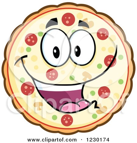 Clipart of a Happy Pizza Pie Mascot - Royalty Free Vector Illustration by Hit Toon