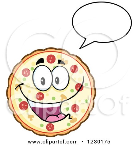 Clipart of a Talking Pizza Pie Mascot - Royalty Free Vector Illustration by Hit Toon