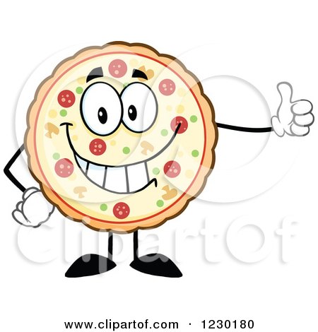 Clipart of a Pizza Pie Mascot Holding a Thumb up - Royalty Free Vector Illustration by Hit Toon