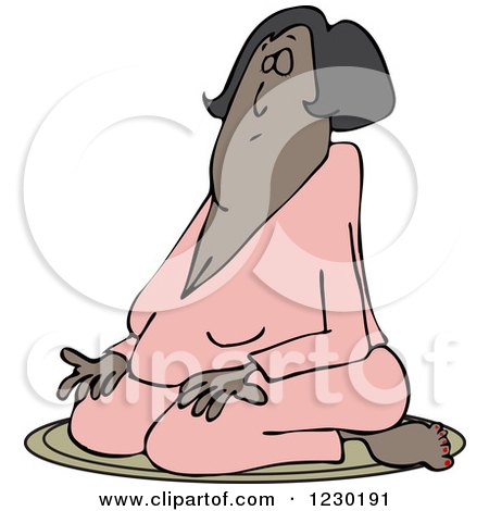 Clipart of a Black Woman Meditating in the Lotus Pose - Royalty Free Vector Illustration by djart