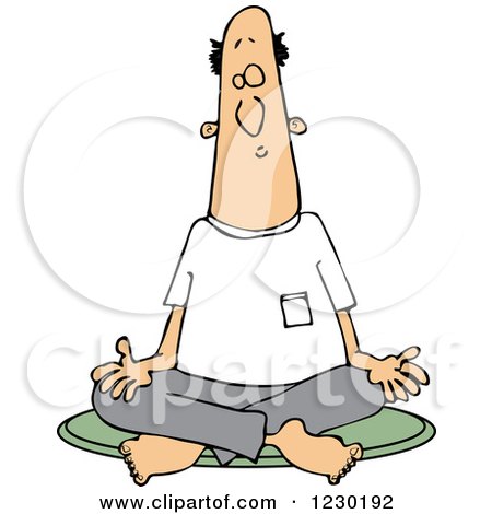 Clipart of a White Man Meditating in the Lotus Pose - Royalty Free Vector Illustration by djart