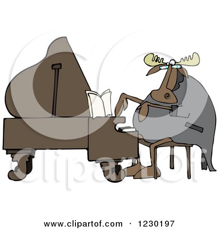 Clipart of a Pianist Moose Playing Music - Royalty Free Vector Illustration by djart
