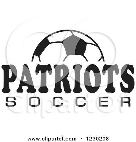 Clipart of a Black and White Ball and PATRIOTS SOCCER Team Text - Royalty Free Vector Illustration by Johnny Sajem