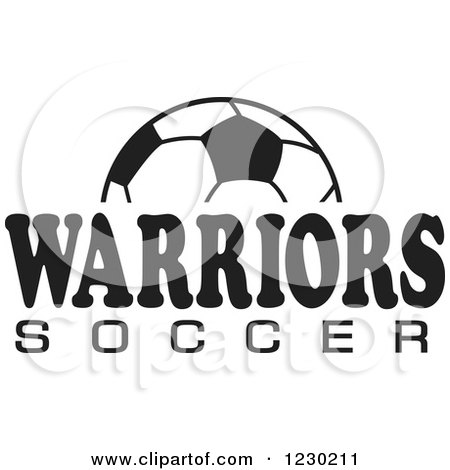 Clipart of a Black and White Ball and WARRIORS SOCCER Team Text - Royalty Free Vector Illustration by Johnny Sajem