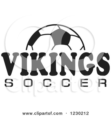 Clipart of a Black and White Ball and VIKINGS SOCCER Team Text - Royalty Free Vector Illustration by Johnny Sajem