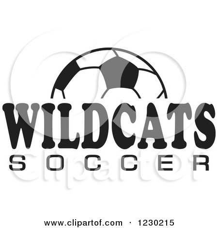 Clipart of a Black and White Ball and WILDCATS SOCCER Team Text - Royalty Free Vector Illustration by Johnny Sajem