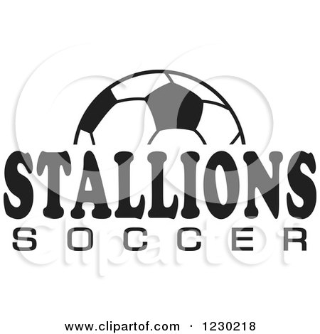 Clipart of a Black and White Ball and STALLIONS SOCCER Team Text - Royalty Free Vector Illustration by Johnny Sajem
