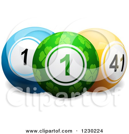 Clipart of 3D Colored and Shamrock Bingo or Lottery Balls - Royalty Free Vector Illustration by elaineitalia