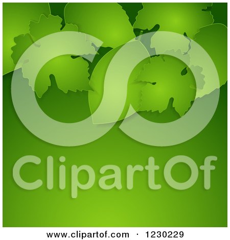 Clipart of a Green Paper Leaves and Background with Text Space - Royalty Free Vector Illustration by elaineitalia