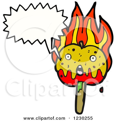 Clipart of a Talking Flaming Caramel Apple - Royalty Free Vector Illustration by lineartestpilot
