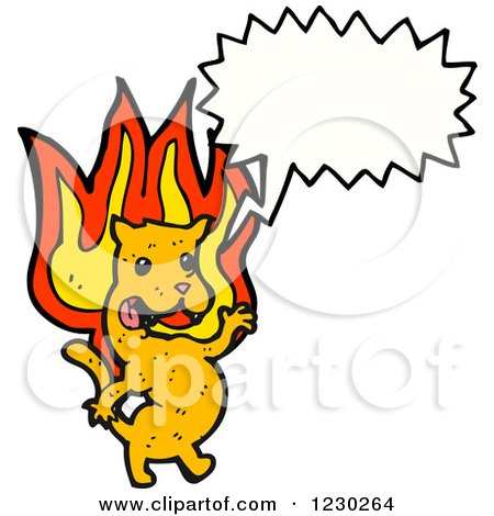 Clipart of a Talking Flaming Cat - Royalty Free Vector Illustration by lineartestpilot