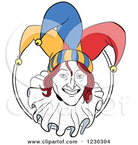 Clipart of a Joker in a Circle - Royalty Free Vector Illustration by Frisko