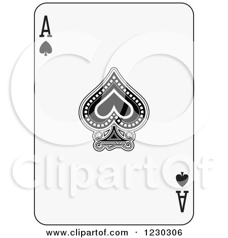 Clipart of a Black and White Ace of Spades Playing Card - Royalty Free Vector Illustration by Frisko