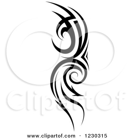 Clipart of a Black and White Tribal Tattoo Design 6 - Royalty Free Vector Illustration by dero