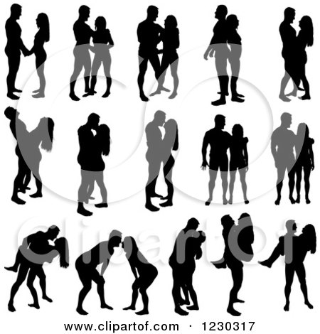 Clipart of Black Silhouetted Couples - Royalty Free Vector Illustration by dero