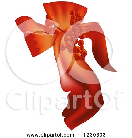 Clipart of a Red Christmas Bow with Berries - Royalty Free Vector Illustration by dero