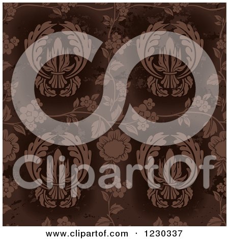 Clipart of a Distressed Brown Floral Pattern - Royalty Free Vector Illustration by dero