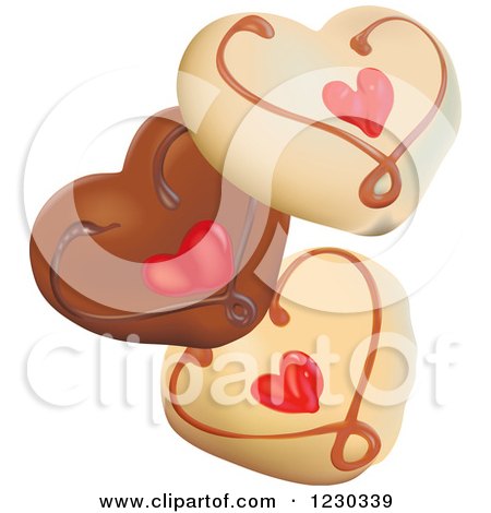 Clipart of White and Milk Chocolate Candy Hearts - Royalty Free Vector Illustration by dero
