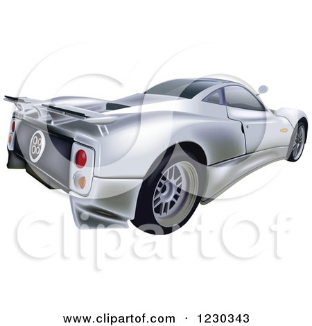 Clipart of a Silver Pagani Zonda C12S Sports Car - Royalty Free Vector Illustration by dero