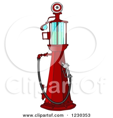 Clipart of a Red Old Fashioned Gas Pump - Royalty Free Illustration by djart