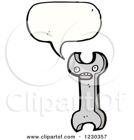 Clipart of a Talking Wrench - Royalty Free Vector Illustration by lineartestpilot
