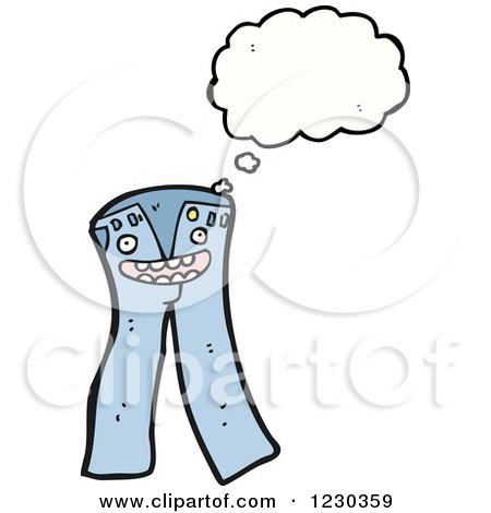 Clipart of a Thinking Pair of Jeans - Royalty Free Vector Illustration by lineartestpilot
