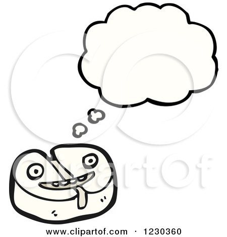 Clipart of a Thinking Pill - Royalty Free Vector Illustration by lineartestpilot