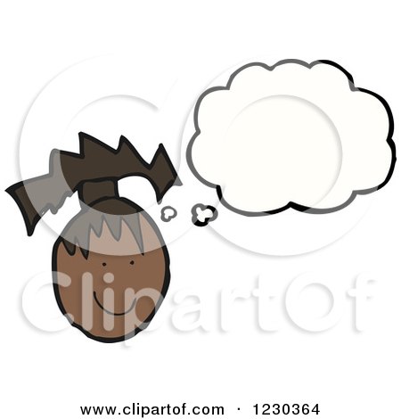 Clipart of a Thinking Black Girl - Royalty Free Vector Illustration by lineartestpilot