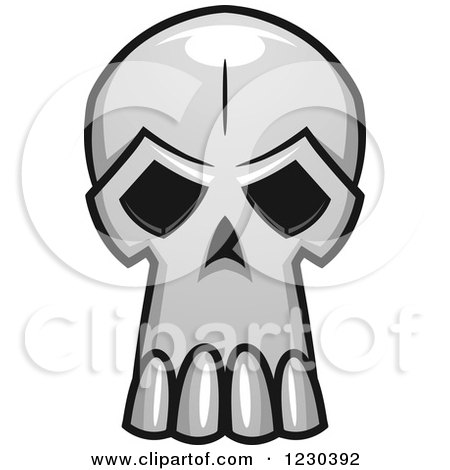 Clipart of a Grayscale Monster Skull 15 - Royalty Free Vector Illustration by Vector Tradition SM