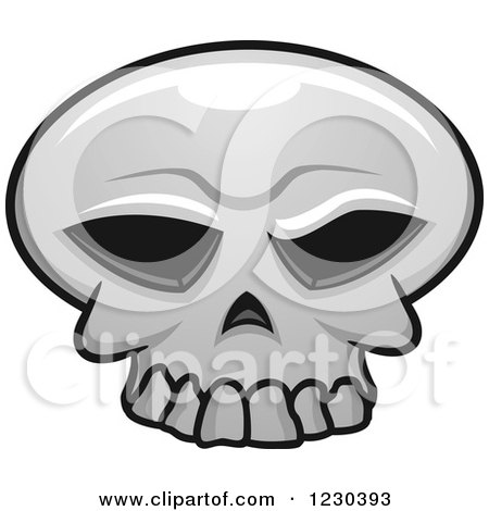 Clipart of a Grayscale Monster Skull 16 - Royalty Free Vector Illustration by Vector Tradition SM