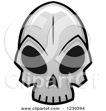 Clipart of a Grayscale Monster Skull 17 - Royalty Free Vector Illustration by Vector Tradition SM