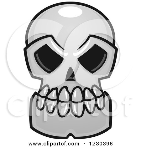Clipart of a Grayscale Monster Skull 13 - Royalty Free Vector Illustration by Vector Tradition SM