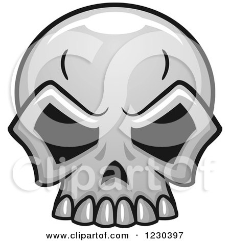Clipart of a Grayscale Monster Skull 14 - Royalty Free Vector Illustration by Vector Tradition SM