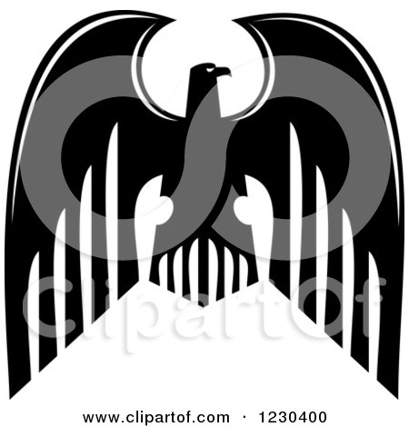 Clipart of a Black and White Heraldic Eagle 13 - Royalty Free Vector Illustration by Vector Tradition SM