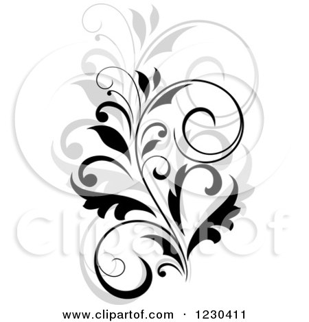 Clipart of a Black Flourish with a Shadow 9 - Royalty Free Vector Illustration by Vector Tradition SM