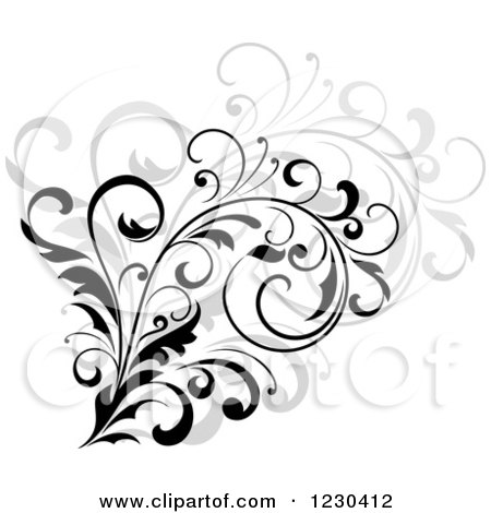 Clipart of a Black Flourish with a Shadow 8 - Royalty Free Vector Illustration by Vector Tradition SM