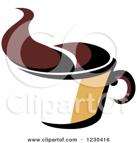 Clipart of a Tan and Brown Hot Steamy Coffee Cup 3 - Royalty Free Vector Illustration by Vector Tradition SM