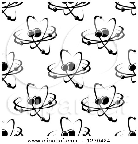 Clipart of a Black and White Seamless Atom and Molecule Pattern 3 - Royalty Free Vector Illustration by Vector Tradition SM