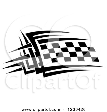 Clipart of a Black and White Checkered Tribal Racing Flag 11 - Royalty Free Vector Illustration by Vector Tradition SM