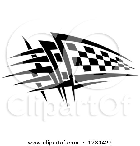 Clipart of a Black and White Checkered Tribal Racing Flag 9 - Royalty Free Vector Illustration by Vector Tradition SM