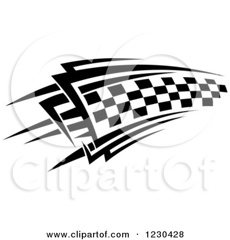Clipart of a Black and White Checkered Tribal Racing Flag 10 - Royalty Free Vector Illustration by Vector Tradition SM