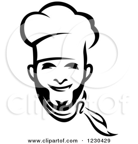 Clipart of a Happy Black and White Male Chef Wearing a Toque Hat 16 - Royalty Free Vector Illustration by Vector Tradition SM