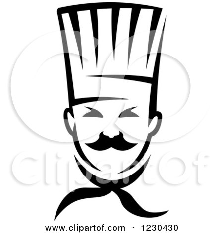 Clipart of a Happy Black and White Male Chef Wearing a Toque Hat 15 - Royalty Free Vector Illustration by Vector Tradition SM