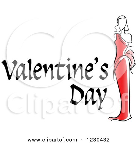 Clipart of a Woman in Red with Valentines Day Text - Royalty Free Vector Illustration by Vector Tradition SM