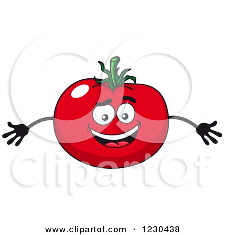 Clipart of a Happy Tomato with Arms - Royalty Free Vector Illustration by Vector Tradition SM