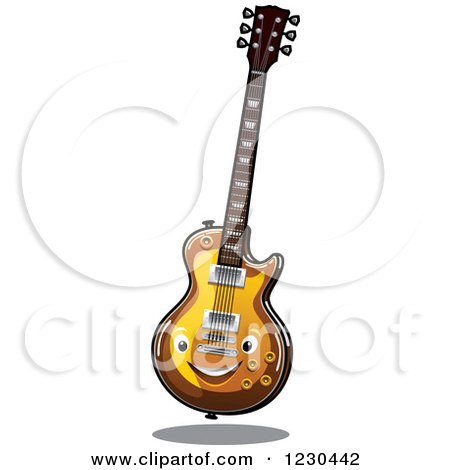 Clipart of a Happy Electric Guitar - Royalty Free Vector Illustration by Vector Tradition SM