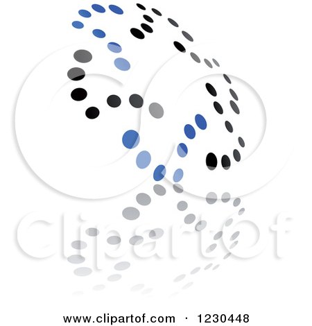 Clipart of a Blue and Black Logo of Dots Forming a Windmill - Royalty Free Vector Illustration by Vector Tradition SM