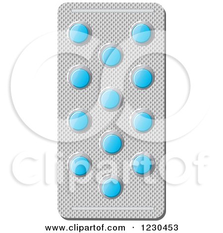 Clipart of a Blister Pack of Blue Pills - Royalty Free Vector Illustration by Vector Tradition SM