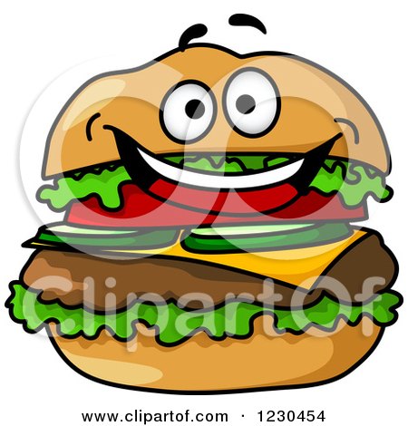 Clipart of a Happy Cheeseburger - Royalty Free Vector Illustration by Vector Tradition SM